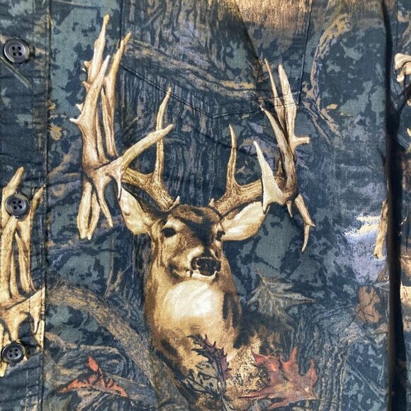 Mens Legacy Falls Hunting Shirt Buck Deer Button Long Sleeve M Black Brown - Picture 5 of 7